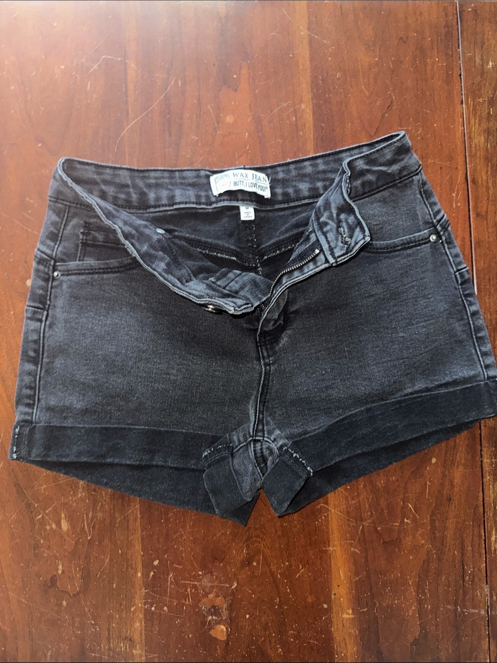 Wax Jean Black Stretch Denim Shorties